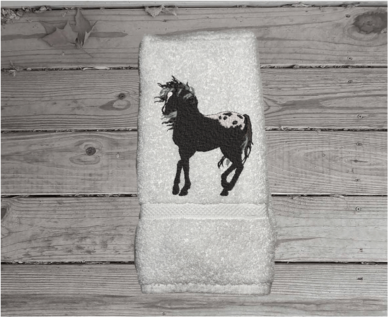 Bath Towels, Embroidered Appaloosa Horse Personalized Embroidery Bath Towel Set -White