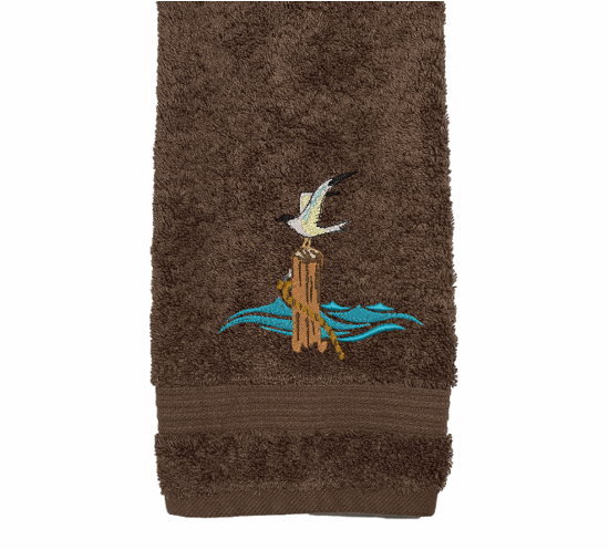 Brown High Quality Luxury Turkish Hand Towel, durable soft and absorbent, finished edges with a decorative band. Set has 1 bath towel 27" x 50", 1 hand towel 16' x 27", 1 washcloth 13" x 13". Embroidered with a custom design. You can personalize the towel set with a name and an initial on the washcloth or just the designs. These luxury towels will make a wonderful wedding gift, housewarming gift, or for your own bathroom decor. Borgmanns Creations