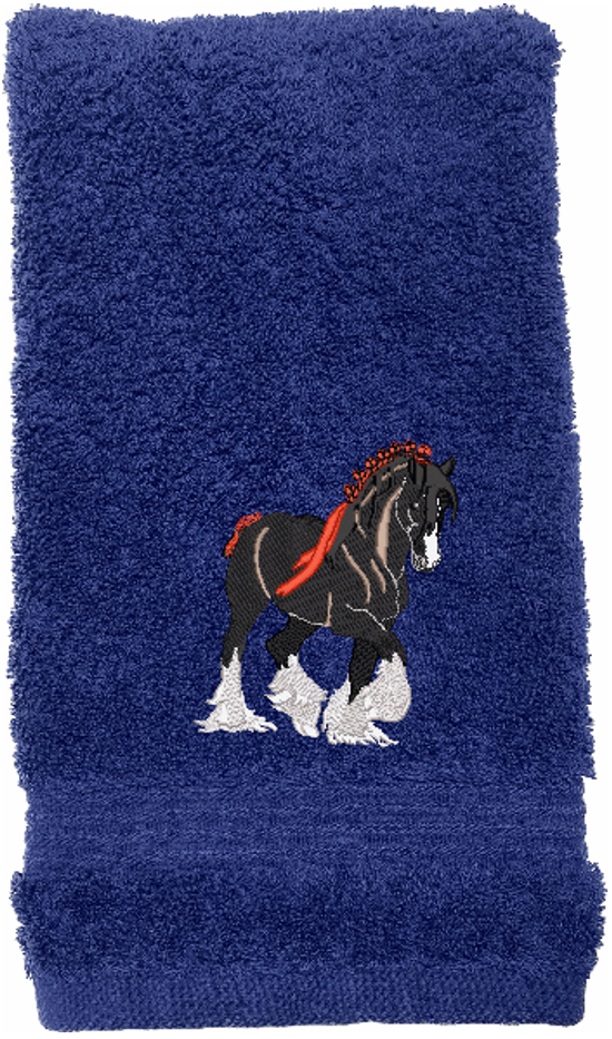 Blue hand towel, Clydesdale design is the perfect design for the western living family, that likes a team of horses for pulling a wagon, that farmhouse decor. This Luxury western theme towel set of 3 towels 1 bath towel 27" x 55", 1 hand towel 16" x 27", 1 wash cloth 13" x 13". - Borgmanns Creations