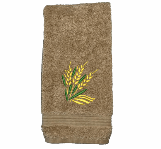 High Quality Luxury Turkish Towels durable soft and absorbent, finished edges with a decorative band. This hand towel 16" x 27" . Embroidered with a custom design. These luxury towels will make a wonderful wedding gift, housewarming gift, or for your own bathroom decor. Borgmanns Creations