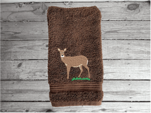 Load image into Gallery viewer, Deer - Embroidered Brown Bath Towel Set -Or Individual
