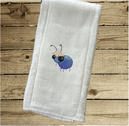 This is a try fold diaper with an embroidered bug one of a set of 3 in this burp cloth set. This can be personalized for the new born baby shower gift for the mom to be. Borgmanns Creations - 4