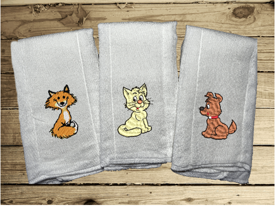 This try fold diaper burp cloth set of 3 embroidered animal designs would be the perfect girl of boy baby shower gift, embroidered decorative diaper of cat, dog and fox,. Makes a useful gift for any meal of the day or to keep handy through the whole day. New born burp cloth a gift for mom to be, can be personalized with a name. Borgmanns Creations 2