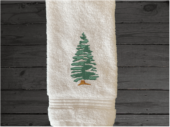 White High Quality Luxury Turkish hand towel, durable soft and absorbent, finished edges with a decorative band. Set has 1 bath towel 27" x 50", 1 hand towel 16" x 27", 1 washcloth. 13" x 13 embroidered with a custom tree design. These luxury towels will make a wonderful wedding gift, housewarming gift, or for your own bathroom decor. Borgmanns Creations