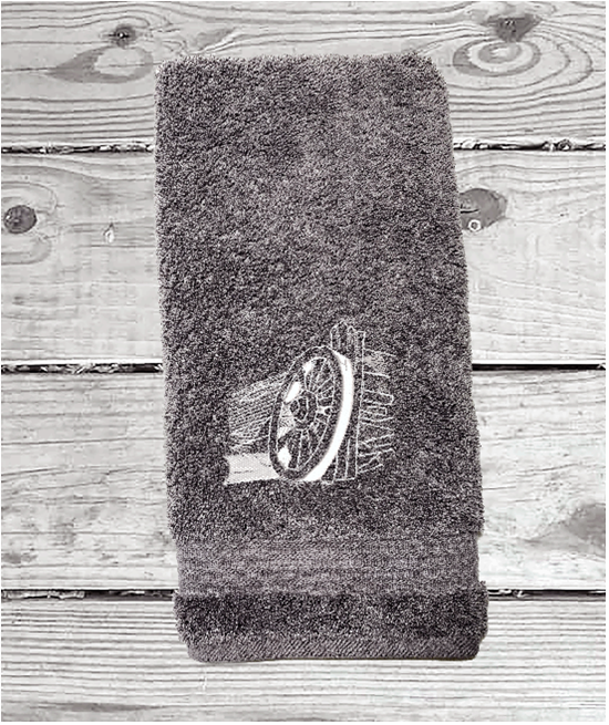 Gray hand towel, rooster design is the perfect design for the country living family, that likes the outdoor life, for that farmhouse decor. This Luxury western theme towel set of 3 towels 1 bath towel 27" x 50", 1 hand towel 16" x 27", 1 wash cloth 13" x 13". You can personalize the towel set with a name and an initial - Borgmanns Creations