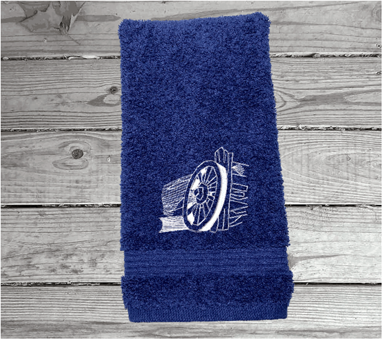 High Quality Luxury blue turkish hand towel, durable soft and absorbent, finished edges with a decorative band. Set has 1 bath towel 27" x 50", 1 hand towel 16" x 27", 1 washcloth 13" x 13". Embroidered with a custom design. You can personalize the towel set with a name and an initial on the washcloth or just the designs. These luxury towels will make a wonderful wedding gift, housewarming gift, or for your own bathroom decor. Borgmanns Creations