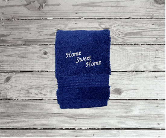 High Quality Luxury blue turkish washcloth, durable soft and absorbent, finished edges with a decorative band. Set has 1 bath towel 27" x 50", 1 hand towel 16" x 27", 1 washcloth 13" x 13". Embroidered with a custom design. You can personalize the towel set with a name and an initial on the washcloth or just the designs. These luxury towels will make a wonderful wedding gift, housewarming gift, or for your own bathroom decor. Borgmanns Creations