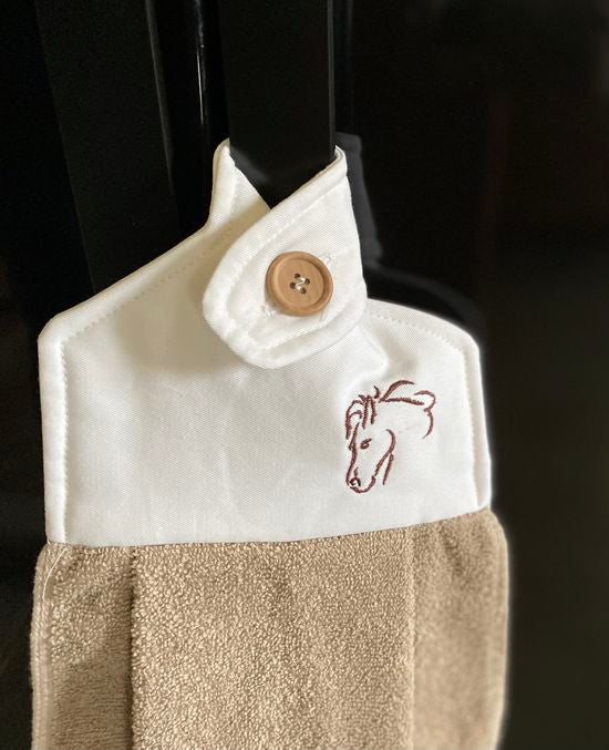 Western Theme Hanging Hand Towel -Embroidered Horse Head