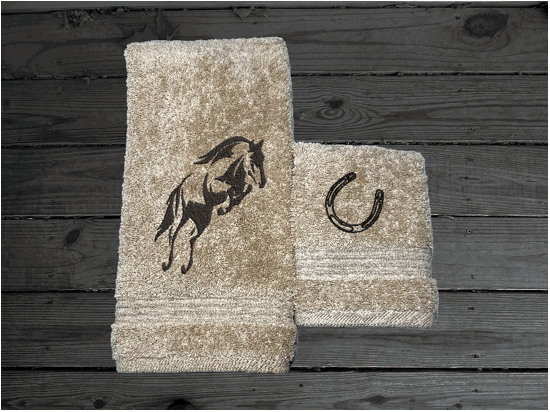 High Quality Luxury Turkish hand towel and washcloth, durable soft and absorbent, finished edges with a decorative band. Set has 1 bath towel 27: x50", 1 hand towel 16" x 27", 1 washcloth 13" x 13". Embroidered with a custom design. You can personalize the towel set with a name and an initial on the washcloth or just the designs. These luxury towels will make a wonderful wedding gift, housewarming gift, or for your own bathroom decor. Borgmanns Creations
