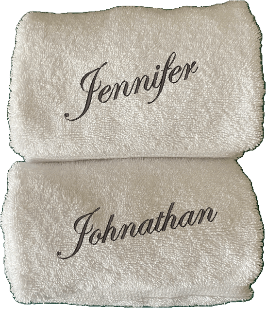 White luxury terry hand towels 16" x 27", monogram wedding gift set personalized embroidered bride and groom gift, This luxury towe is soft and absorbent with decorative band. Great anniversary gift for your parents this year. Borgmanns Creations