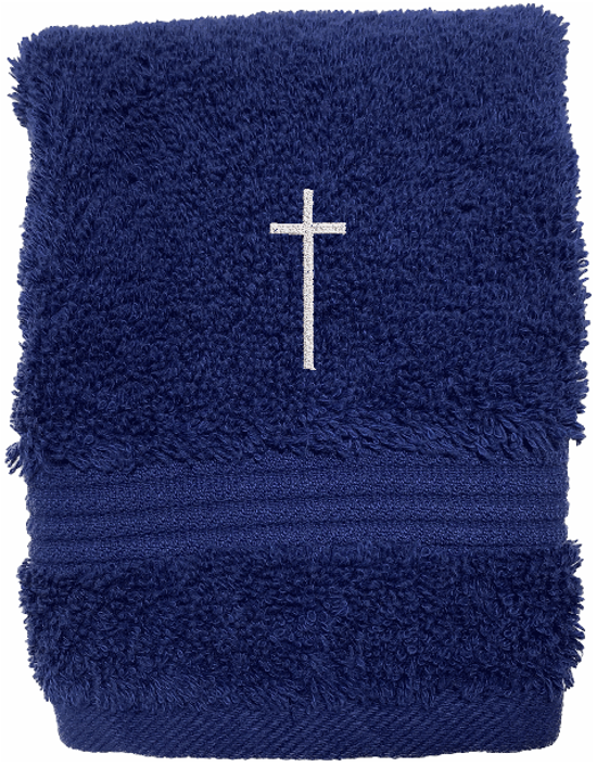 Blue washcloth, embroidered cowboy praying design, the perfect design for that farmhouse decor. This towel set has 3 towels 1 bath towel 27" x 55", 1 hand towel 16" x 27", 1 wash cloth 13" x 13". You can personalize the towel set with a name and an initial, on the wash cloth - Borgmanns Creations 