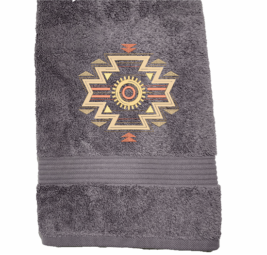 High Quality Luxury Turkish Towels durable soft and absorbent, finished edges with a decorative band. This bath towel 27" x 55". Embroidered with a custom design. You can personalize the bsth towel with a name . These luxury towels will make a wonderful wedding gift, housewarming gift, or for your own bathroom decor. -Borgmanns Creations