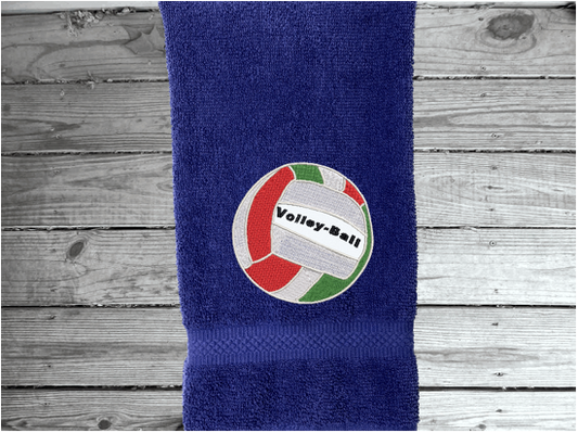 Blue hand towel soft and absorbent  16" x 27",  embroidered volleyball towel for the volleyball player, personalized sweat towel for her or him. Great gift for the whole team.  Borgmanns Creations