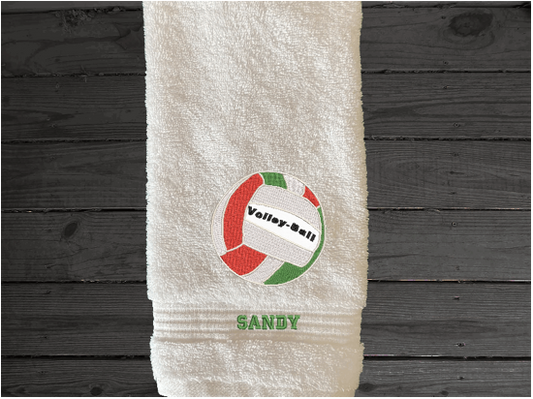 Volleyball Towel, Personalized Embroidered Gift - White