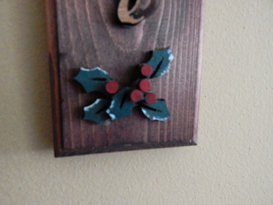 Peace wall hanging Christmas decor gift for mom - laser cut lauan wood glued to a 1" beveled edge wood with mahogany stain - hanging hook on back - 5 1/2" x 3 1/2" - wonderful housewarming gift teacher gift or a gift for a coworker - Borgmanns Creations