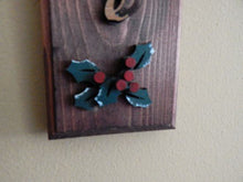 Load image into Gallery viewer, Peace wall hanging Christmas decor gift for mom - laser cut lauan wood glued to a 1&quot; beveled edge wood with mahogany stain - hanging hook on back - 5 1/2&quot; x 3 1/2&quot; - wonderful housewarming gift teacher gift or a gift for a coworker - Borgmanns Creations
