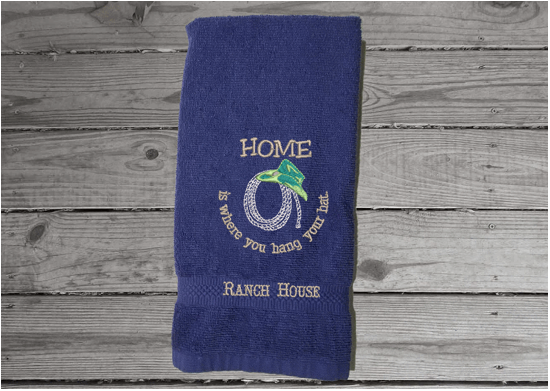 Custom blue hand towel western home decor - bathroom and kitchen towel. - premium soft towel great wedding shower gift, housewarming gift, birthday present, etc. - western theme country farmhouse decor - Borgmanns Creations - 2