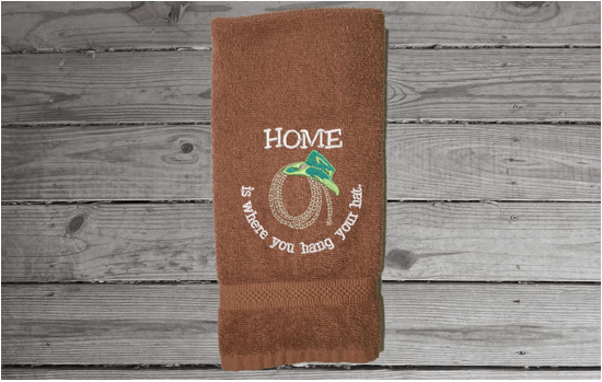 Custom brown hand towel western home decor - bathroom and kitchen towel. - premium soft towel great wedding shower gift, housewarming gift, birthday present, etc. - western theme country farmhouse decor - Borgmanns Creations - 3