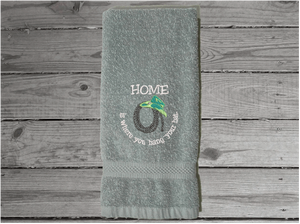 Custom gray hand towel western home decor - bathroom and kitchen towel. - premium soft towel great wedding shower gift, housewarming gift, birthday present, etc. - western theme country farmhouse decor - Borgmanns Creations - 5