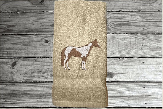 Beige  bath hand towel Luxury terry towel soft an absorbent, western home decor, personalized with name. Horse lovers gift for your bathroom decor or kitchen decor for custom housewarming gift, birthday gift, or work towel in the barn - Borgmanns Creations - 2