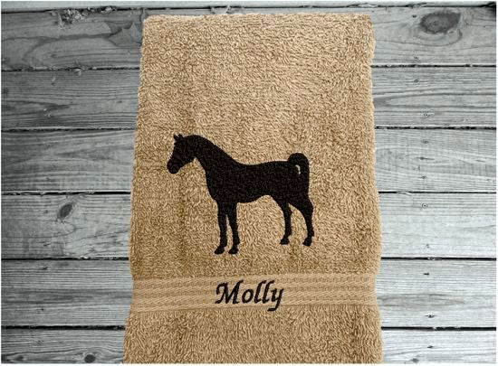 Beige hand towel - horse lovers gift - bathroom decor - kitchen decor -  terry  luxury towel soft an absorbent - western home decor - Personalized custom housewarming gift - birthday gift - work towel in the barn - Borgmanns Creations 4
