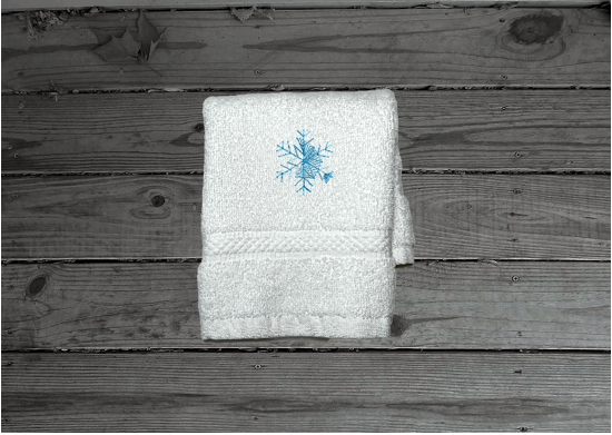 Christmas Barn - Embroidered White Bath Towels