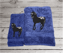 Load image into Gallery viewer, Bath Towels, Embroidered Appaloosa Horse Personalized Embroidery Bath Towel Set - Blue

