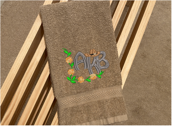 Beige hand towel - monogram wedding gift - new home gift - personalized initials - gift for her - best friend - farmhouse rustic decor - housewarming gift - grandma's new room - Borgmanns Creations 1