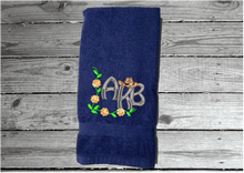 Load image into Gallery viewer, Blue hand towel - monogram wedding gift - new home gift - personalized initials - gift for her - best friend - farmhouse rustic decor - housewarming gift - grandma&#39;s new room - Borgmanns Creations 2
