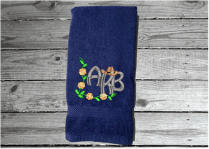 Blue hand towel - monogram wedding gift - new home gift - personalized initials - gift for her - best friend - farmhouse rustic decor - housewarming gift - grandma's new room - Borgmanns Creations 2