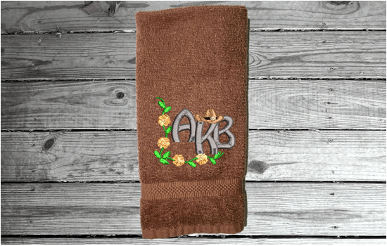 Brown hand towel - monogram wedding gift - new home gift - personalized initials - gift for her - best friend - farmhouse rustic decor - housewarming gift - grandma's new room - Borgmanns Creations 3
