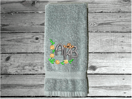 Gray hand towel - monogram wedding gift - new home gift - personalized initials - gift for her - best friend - farmhouse rustic decor - housewarming gift - grandma's new room - Borgmanns Creations 4