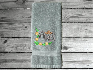 Gray hand towel - monogram wedding gift - new home gift - personalized initials - gift for her - best friend - farmhouse rustic decor - housewarming gift - grandma's new room - Borgmanns Creations 4