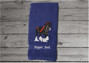 Clydesdale blue hand towel  - is the perfect gift for the person who has a Clydesdale or teem with a wagon - western atmosphere - bath or guest bath even the kitchen home decor - Borgmanns Creations -4