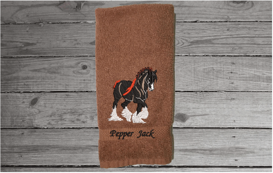 Clydesdale brown hand towel  - is the perfect gift for the person who has a Clydesdale or teem with a wagon - western atmosphere - bath or guest bath even the kitchen home decor - Borgmanns Creations -5