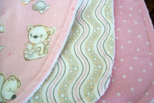 Load image into Gallery viewer, Get this set of 3 bibs for your little princess as a baby shower gift, a gift for the new mom, birthday gift for her first birthday. Made of flannel top and terry cloth backing, sticky fasteners, bib 9&quot; from neck to bottom- 8&quot; wide, to keep the baby dry from those frequent spills. Custom gift for a toddler - Borgmanns Creations - 2
