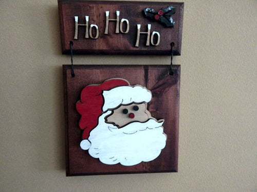 Santa Face wall hanging - Christmas decor gift for mom - wood wall plaque - laser cut lauan wood glued to a 1