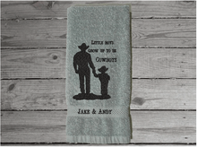 Load image into Gallery viewer, Gray custom towels western design - gift for dad or grandfathers on Fathers Day or his birthday - personalized bath hand towel embroidered country home decor gifts - gift for the cowboy in your life - Borgmanns Creations 4
