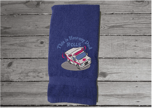Blue bathroom hand towel - embroidered first responder Paramedic - dad gift from his son/ daughter - kitchen decor - Borgmanns Creations 2