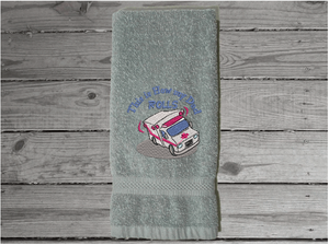 GRay bathroom hand towel - embroidered first responder Paramedic - dad gift from his son/ daughter - kitchen decor - Borgmanns Creations 3
