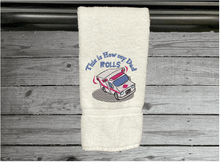 Load image into Gallery viewer, White bathroom hand towel - embroidered first responder Paramedic - dad gift from his son/ daughter - kitchen decor - Borgmanns Creations 4
