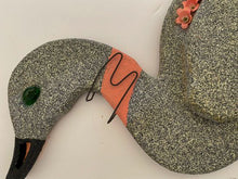 Load image into Gallery viewer, Wall art duck wood sculpture nursery decor, or dad&#39;s den at the lake house.  Duck hunter gift. 1/2&quot; MDF board, layered wood, hand painted, with wire and flowers, 9&quot; H x 18&quot; W x 1/2&quot; D - Borgmanns Creations 

