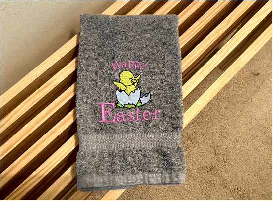 Gray hand towel -Easter design wonderful holiday gift - gift for mom Easter decorations - bathroom or kitchen - home decor premium soft and absorbent towel - housewarming gift- Borgmanns Creations 5