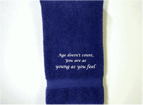 Blue bath hand towel - cute saying 