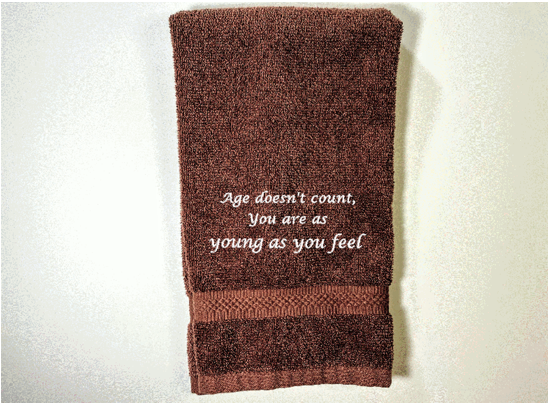 Brown emboridered hand towel gift for mom, dad gift, grandparents, birthday saying - Borgmanns-Creations-7
