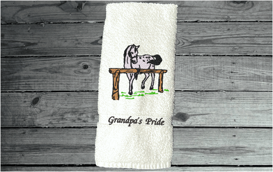 White hand towel western decor - horse lovers gift - farmhouse decor - embroidered western birthday gift idea - bathroom decor - kitchen decor -  gift for him- den or work in the barn - housewarming gift for friend - Borgmanns Creations 5