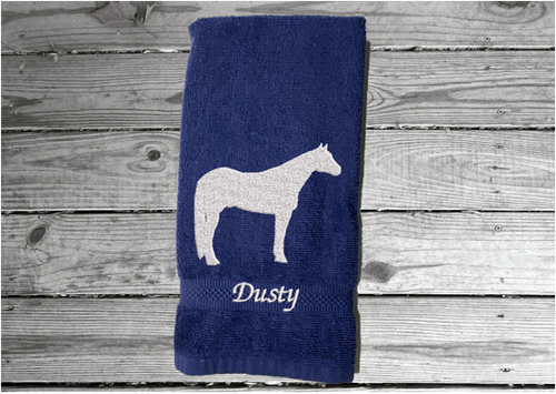 Blue Quarter Horse hand towel home decor for bathroom or kitchen, cotton terry towel soft and absorbent, 16
