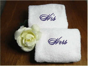 White hand towels - Bride and Groom gift -  embroidered his and hers bath hand towel set - personalized wedding gift - bridal shower gift - home decor - Borgmanns Creations 1