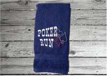 Load image into Gallery viewer, Blue hand towel - party game gift - embroidered design for the card party - make it the prize for the winner or a gift for the hostess -  home decor for the bathroom or  kitchen - cotton terry towel  premium soft and absorbent 16&quot; x 27&quot; - Borgmanns Creations - 2
