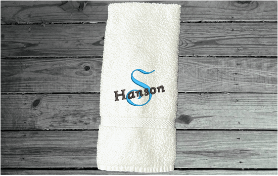 White hand towel - wedding gift, personalized embroidered cotton terry towel soft and absorbent  16" x 30", for the new couple - custom housewarming present for their new home decor. Gift for their anniversary  - Borgmanns creations 